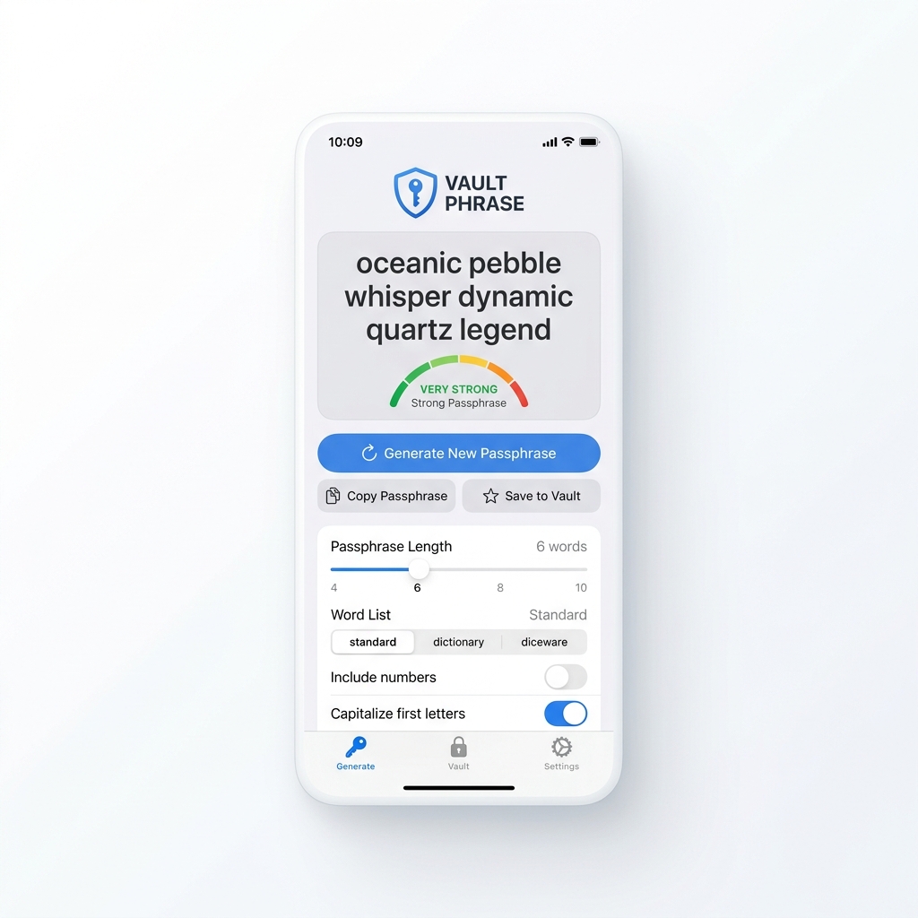 Passphrase Generator Mobile Application Screenshot